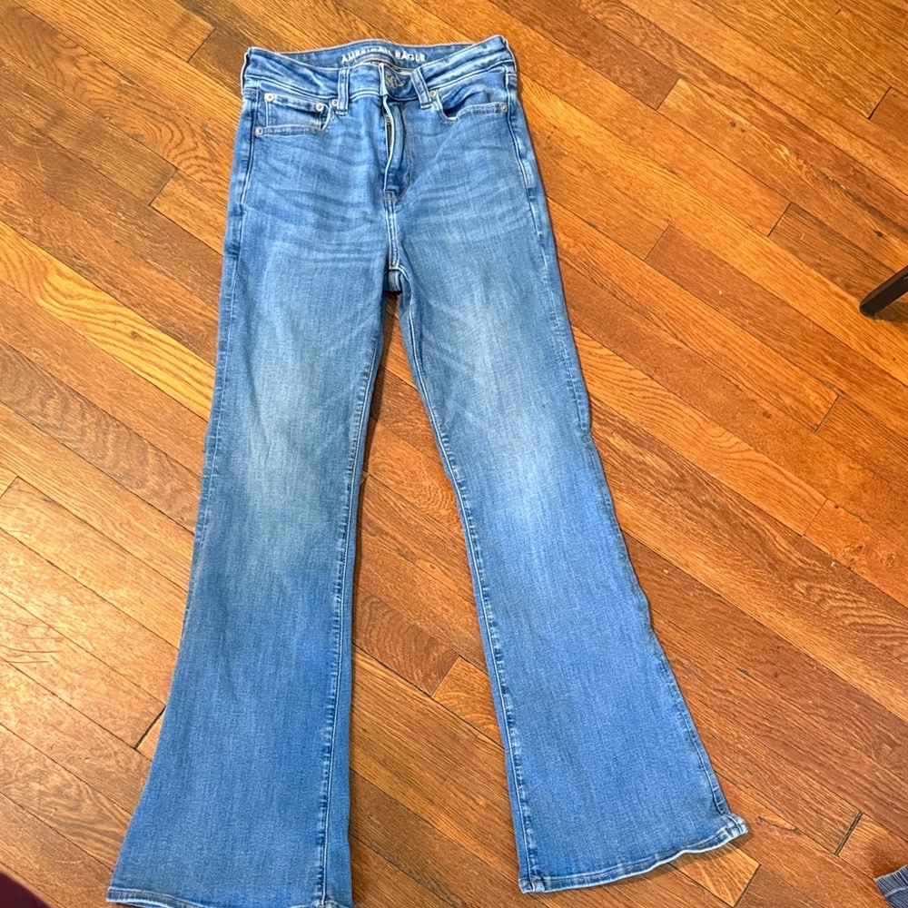 Women's Blue Flared Jeans- American Eagle